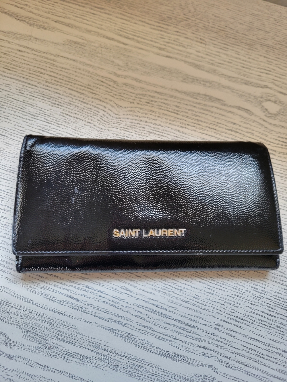 Saint Laurent Black Patent Leather Wallet